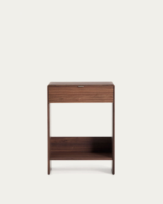 Consolle Norlen con cassetto e ripiano in impiallacciato di noce 60 x 81 cm