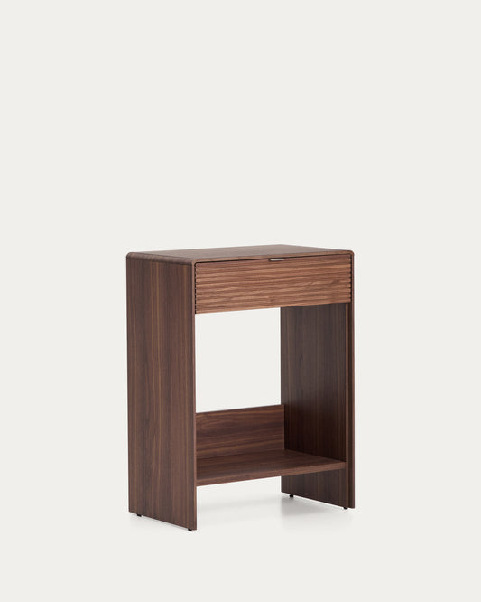 Consolle Norlen con cassetto e ripiano in impiallacciato di noce 60 x 81 cm