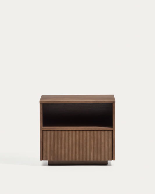 Comodino Helvine in impiallacciato di frassino con finitura noce 60 x 52 cm FSC 100%