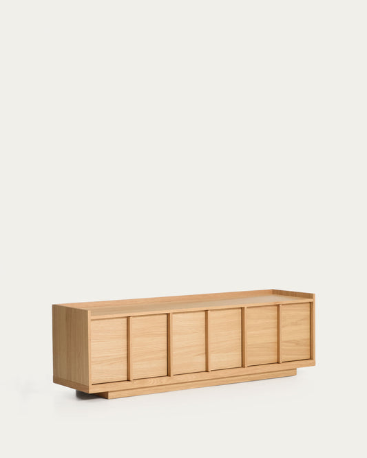 Mobile TV Onix in impiallacciatura di rovere con finitura tono naturale 150 x 47 cm FSC Mix Credit