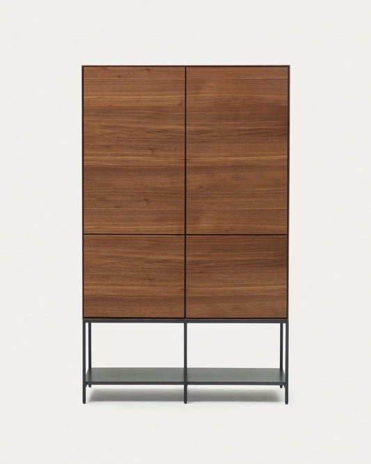 Credenza alta Vedrana 4 ante impiallacciate noce e gambe in acciaio nero 97,5 x 160 cm
