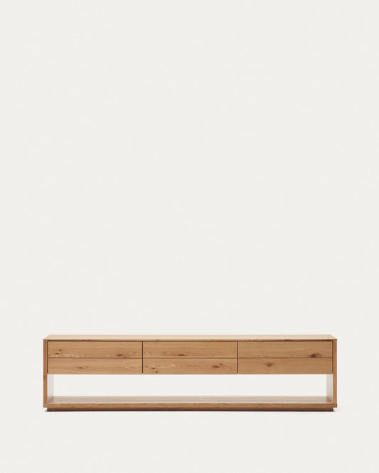 Mobile TV Alguema 3 cassetti impiallacciato rovere finitura naturale 200 x 51 cm