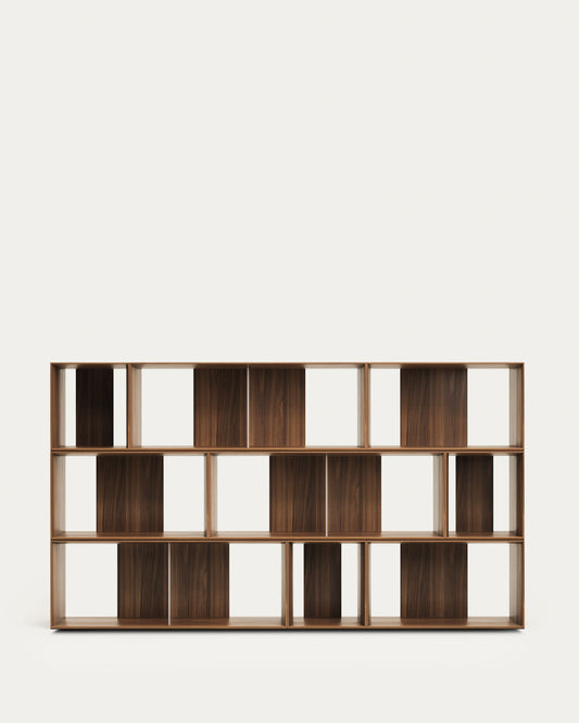 Set Litto di 9 ripiani modulari impiallacciati noce 202 x 114 cm