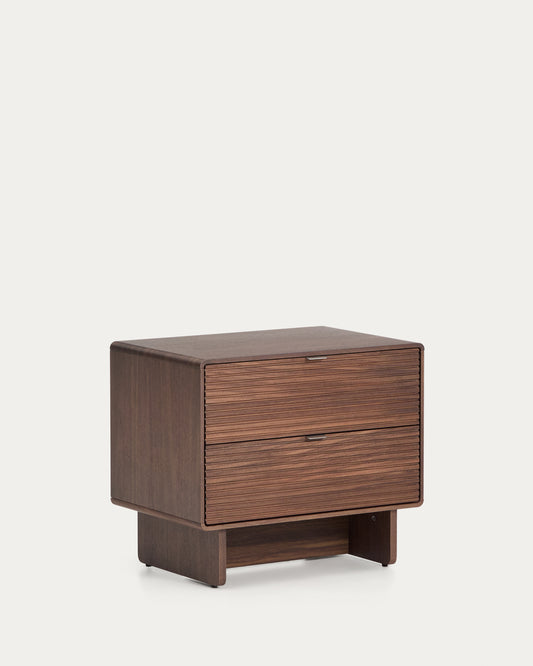 Comodino Norlen 2 cassetti in impiallacciato di noce 60 x 52 cm