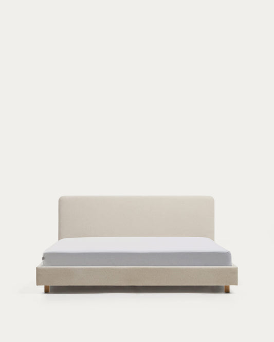 Letto Selven in ciniglia beige per materasso da 160 x 200 cm