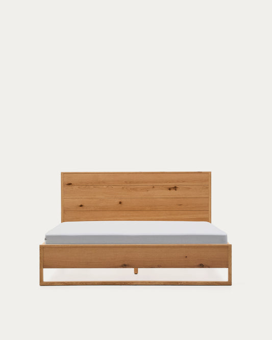 Letto Alguema con impiallacciatura in rovere e finitura naturale per materasso 160 x 200 cm