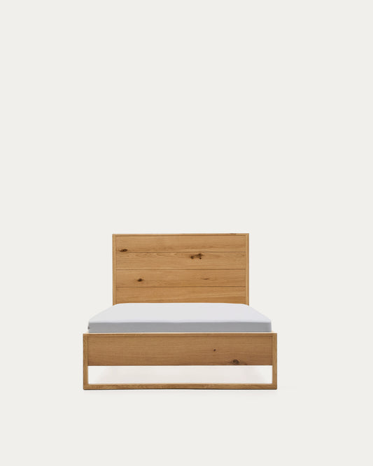 Letto Alguema con impiallacciatura in rovere e finitura naturale per materasso 90 x 190 cm