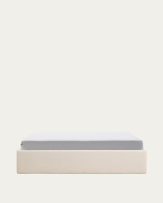 Letto contenitore sfoderabile Nelzi in ciniglia écru per materasso da 180 x 200 cm FSC 100%