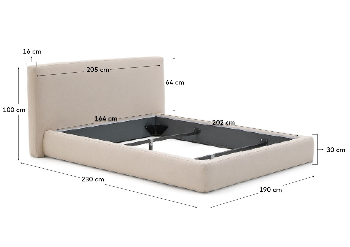 Letto sfoderabile Blok écru per materasso 160 x 200 cm