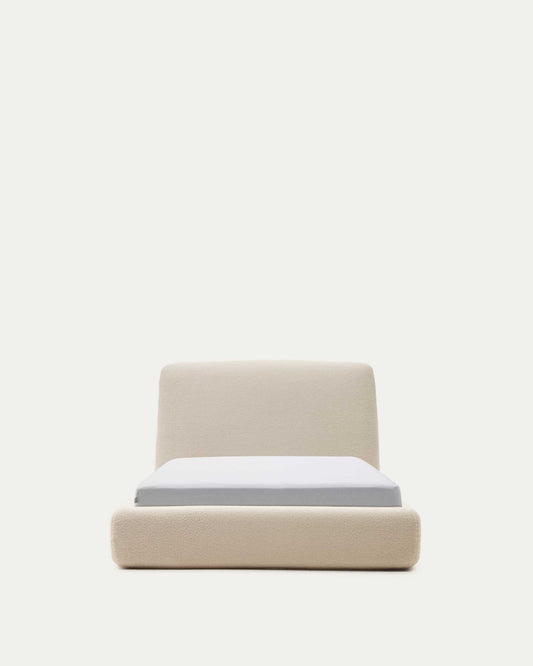 Letto sfoderabile Martina in tessuto bouclé écru per materasso da 90 x 200 cm