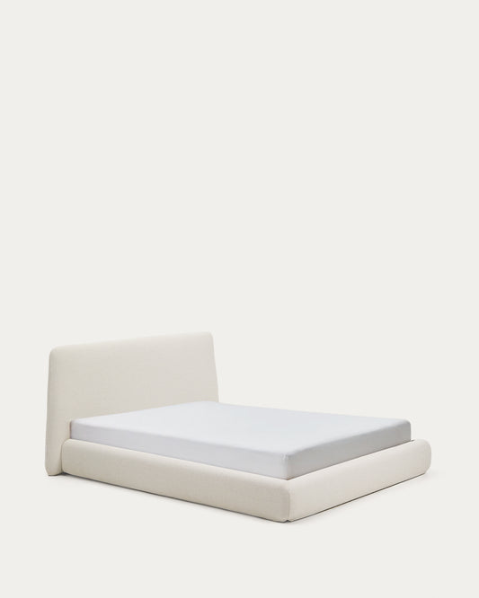 Letto sfoderabile Martina in ciniglia écru per materassi 160 x 200 cm