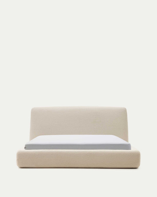 Letto sfoderabile Martina in tessuto bouclé écru per materasso da 180 x 200 cm