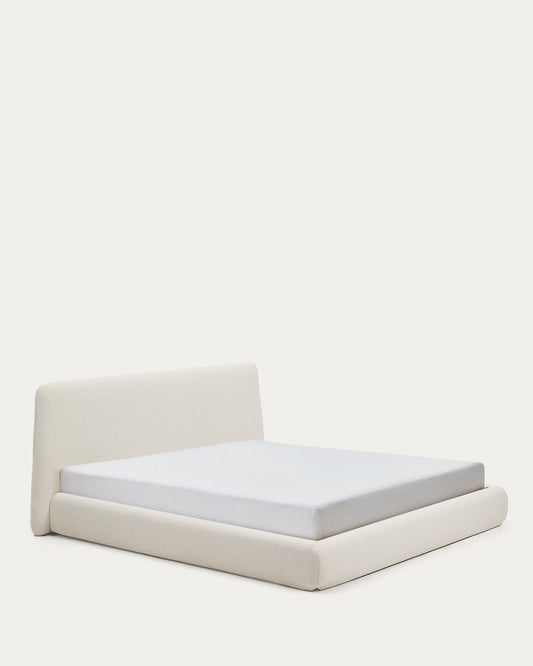 Letto sfoderabile Martina in ciniglia écru per materassi 180 x 200 cm