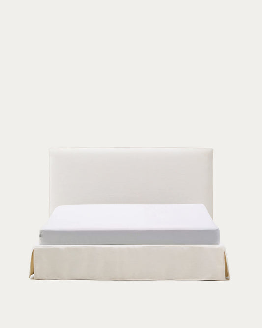 Letto sfoderabile Jaira in ciniglia bianca per materasso da 180x200 cm FSC Mix Credit