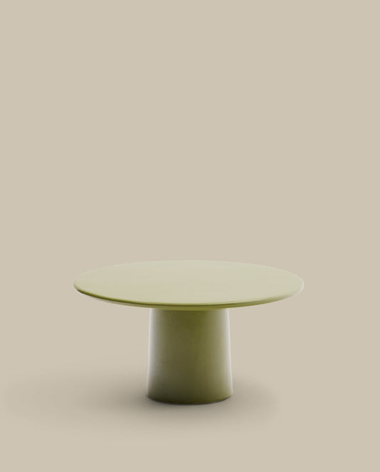Tavolino da salotto Albanella in cemento con finitura verde lucido Ø 85 cm