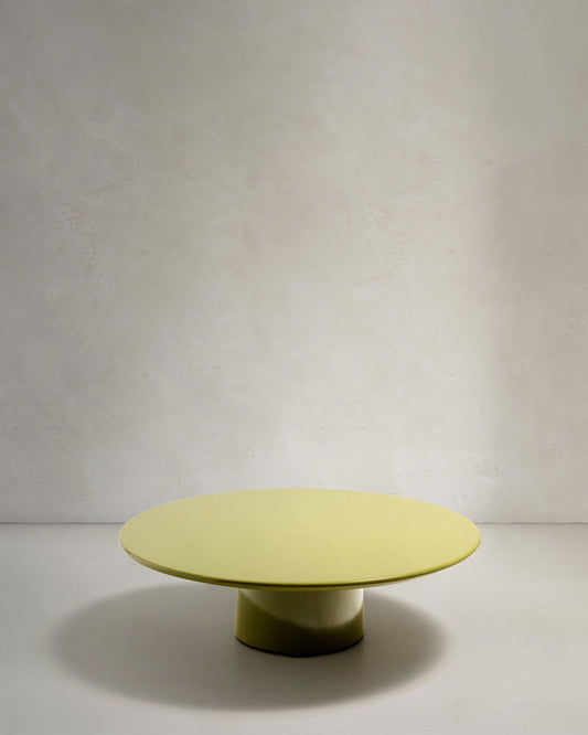 Tavolino da salotto Albanella in cemento con finitura verde lucido Ø 110 cm
