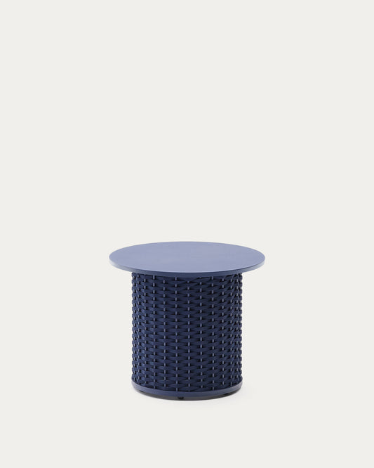 Tavolino da esterno Sedalis in alluminio e corda blu Ø 50 cm