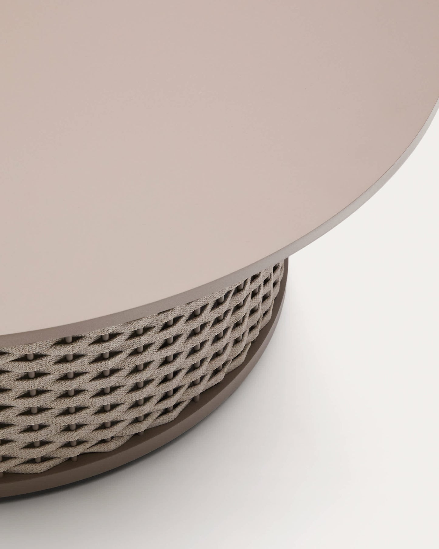 Tavolino basso da esterno Sedalis in alluminio e corda taupe Ø 99 cm