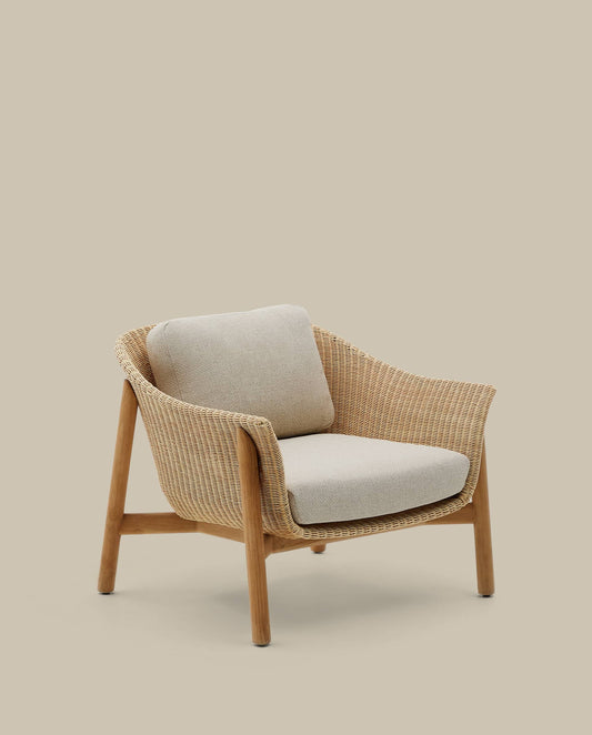 Poltrona Galea in legno massello di teak e rattan sintetico FSC 100%
