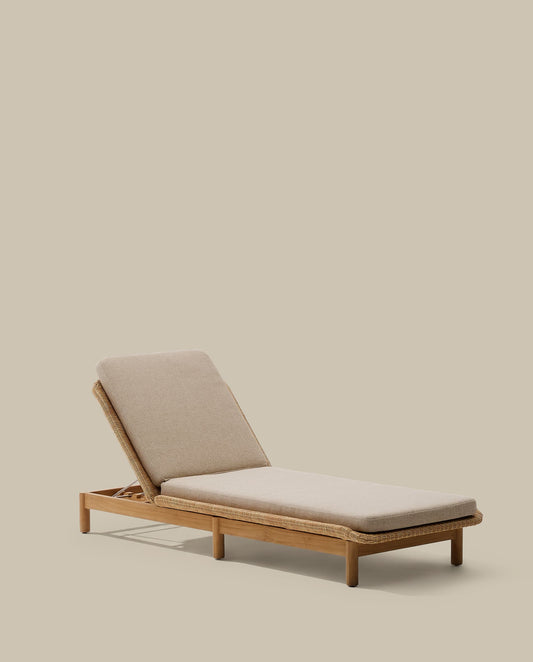 Lettino Galea in teak massello e rattan sintetico FSC 100%