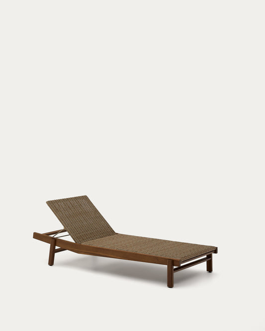 Lettino Itani in legno d'acacia massiccio e rattan sintetico