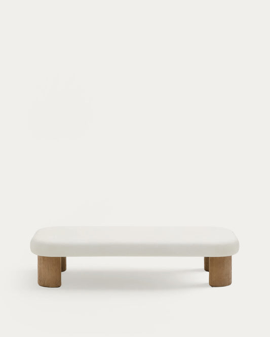Tavolino da salotto Labra in cemento e legno d'acacia 140 x 70 cm