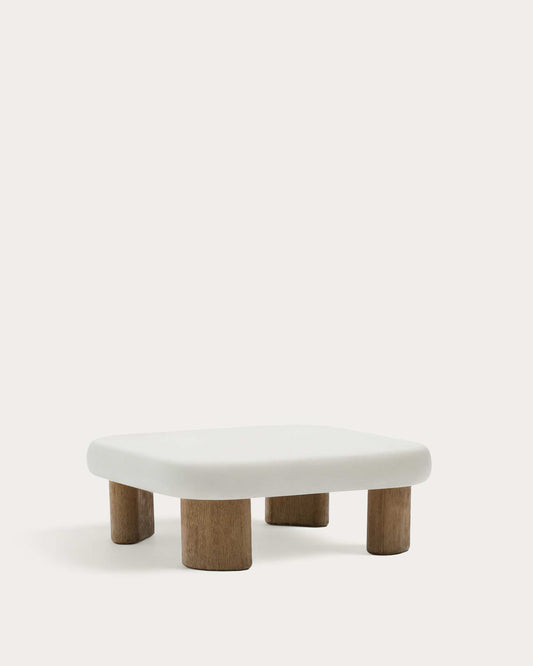 Tavolino da salotto Labra in cemento e legno d'acacia 80 x 80 cm