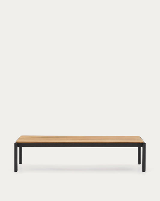 Tavolino da centro Sorells in alluminio grigio e legno di teak 63 x 144,6 cm FSC 100%
