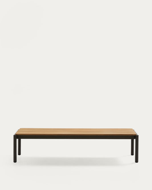 Tavolino da centro Sorells in alluminio verde e legno di teak 63 x 144,6 cm FSC 100%