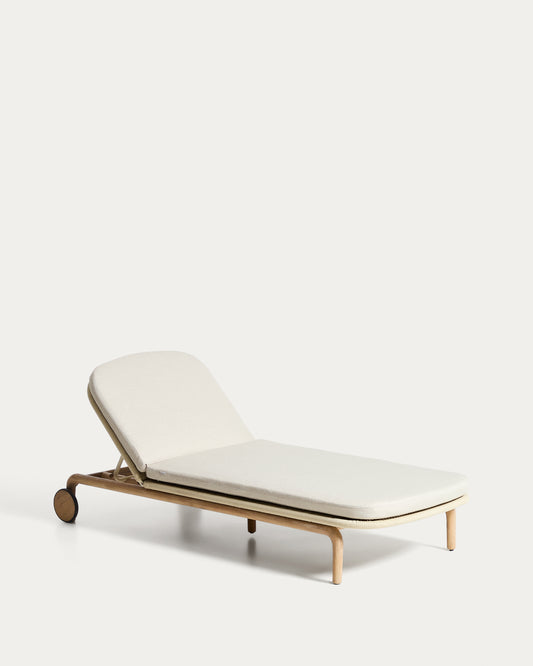 Lettino Alipa in legno massiccio di acacia e corda ecru FSC 100%