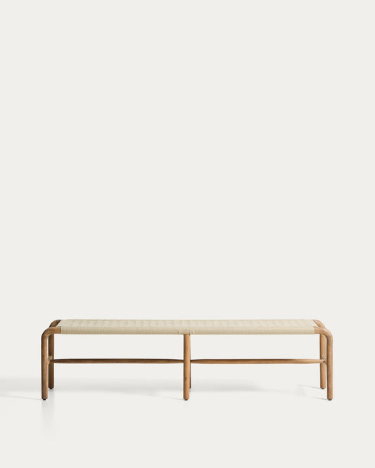 Panca Alipa in legno massiccio di acacia e corda ecru 180 cm