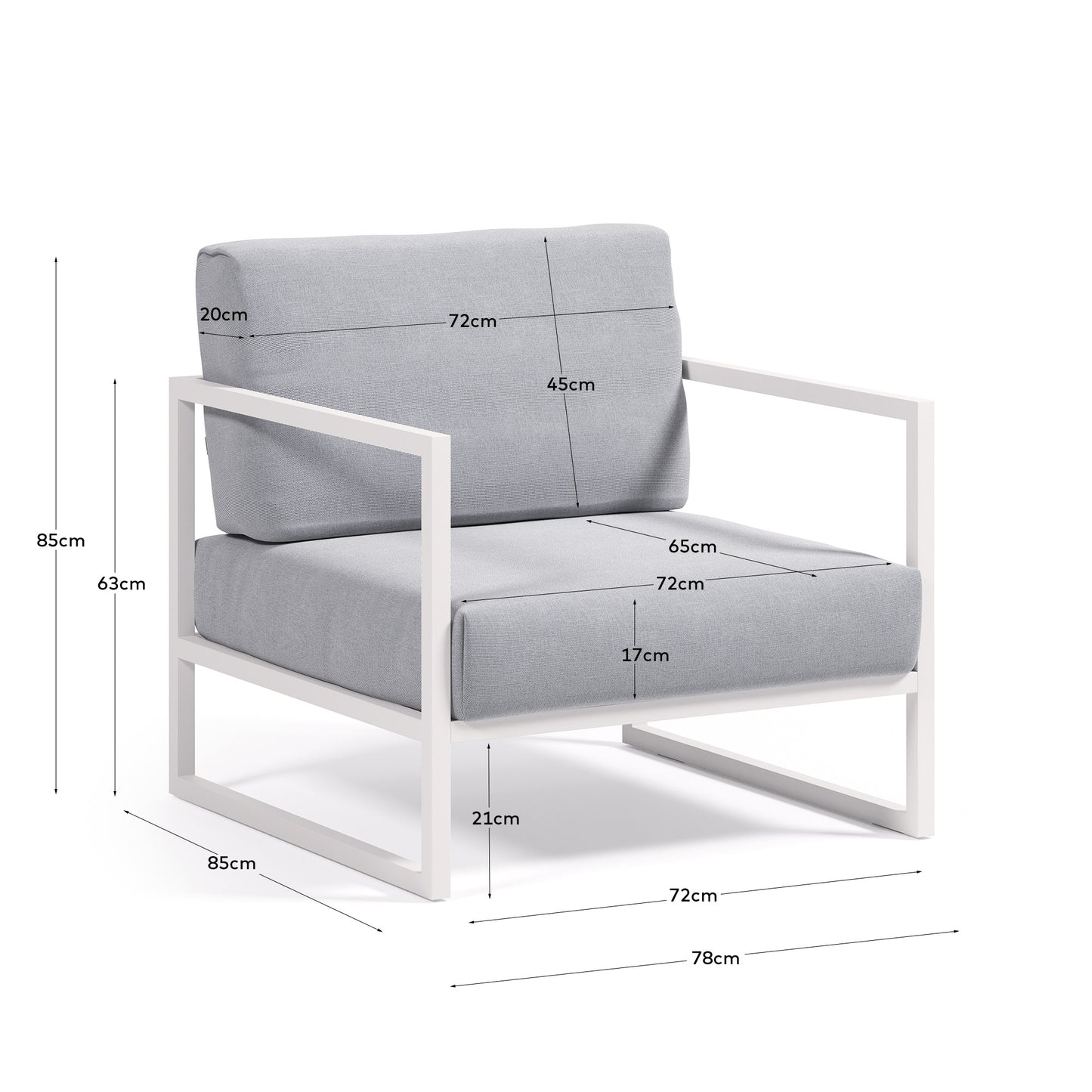 Poltrona 100% da esterno Comova blu ed alluminio bianco