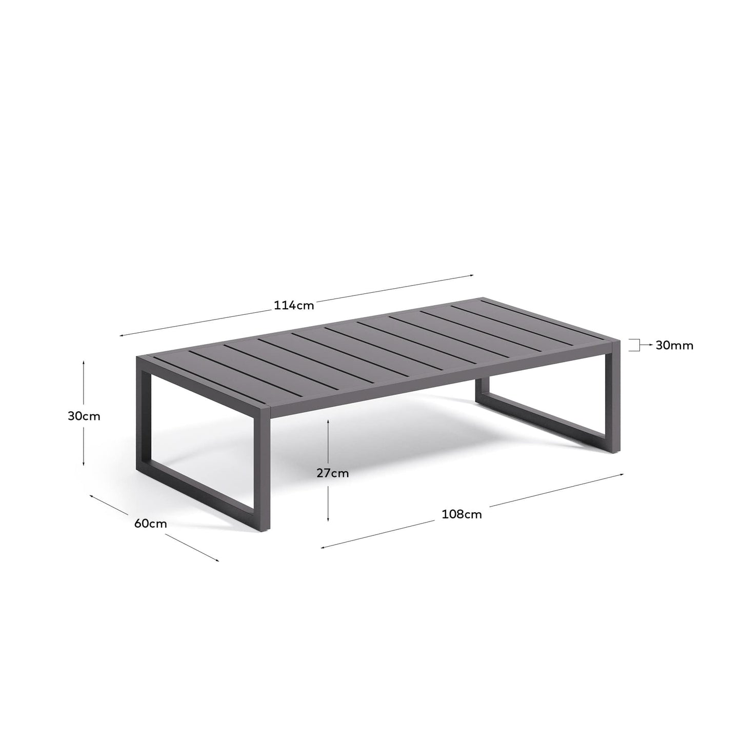 Tavolino da esterno Comova in alluminio nero 60 x 114 cm