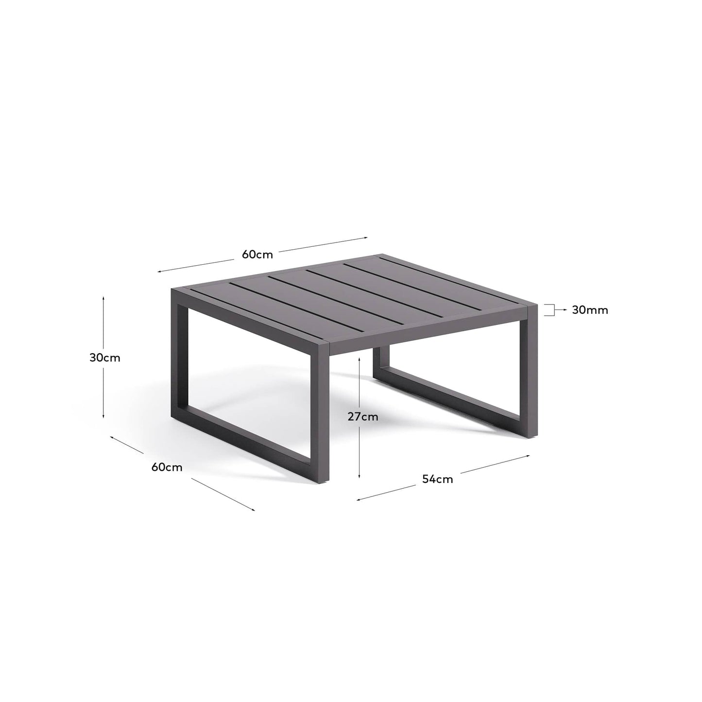 Tavolino da esterno Comova in alluminio nero 60 x 60 cm