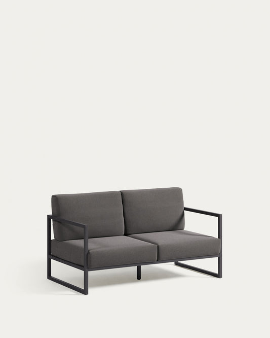 Divano da esterno Comova 2 posti grigio scuro ed alluminio nero 150 cm