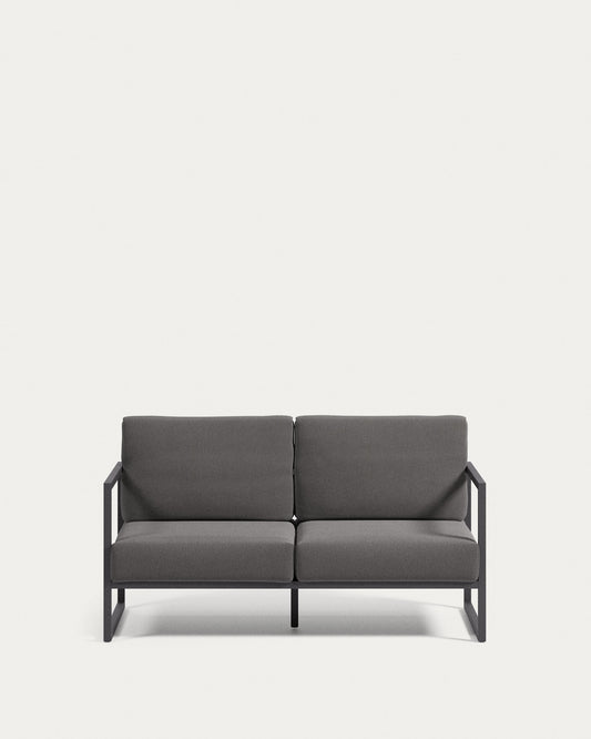 Divano da esterno Comova 2 posti grigio scuro ed alluminio nero 150 cm
