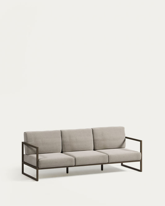 Divano da esterno Comova 3 posti grigio chiaro ed alluminio verde 222 cm