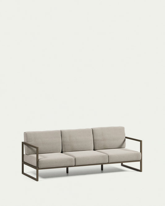 Divano da esterno Comova 3 posti grigio chiaro ed alluminio verde 222 cm