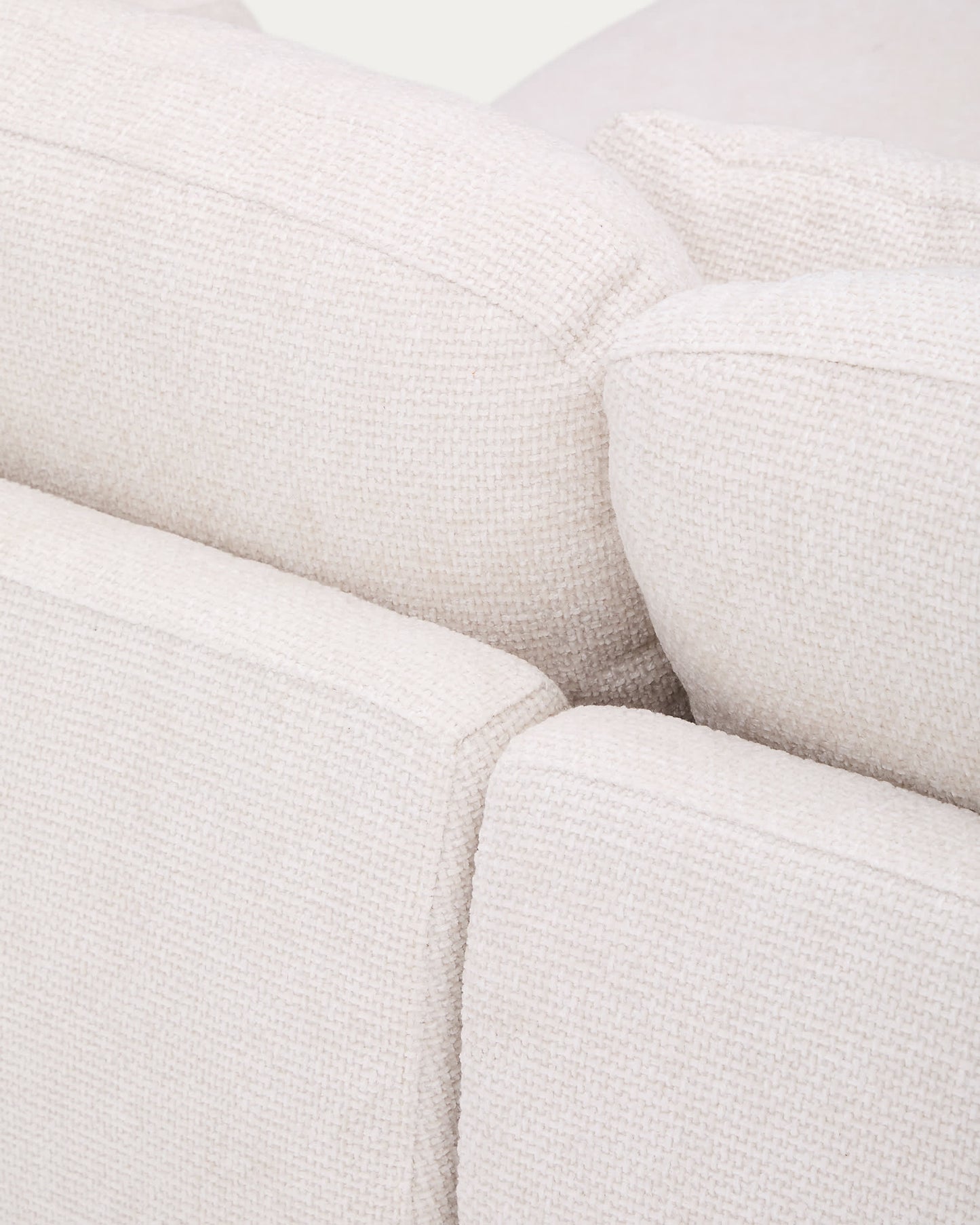 Divano letto Laira a 3 posti in ciniglia con chaise longue destra écru 246 cm