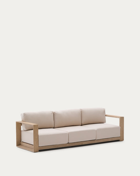 Divano Ambra a 3 posti in legno massiccio di acacia con finitura chiara 249 cm