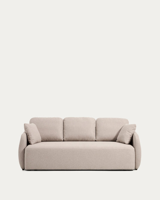 Divano letto Laira 3 posti in ciniglia beige 218 cm