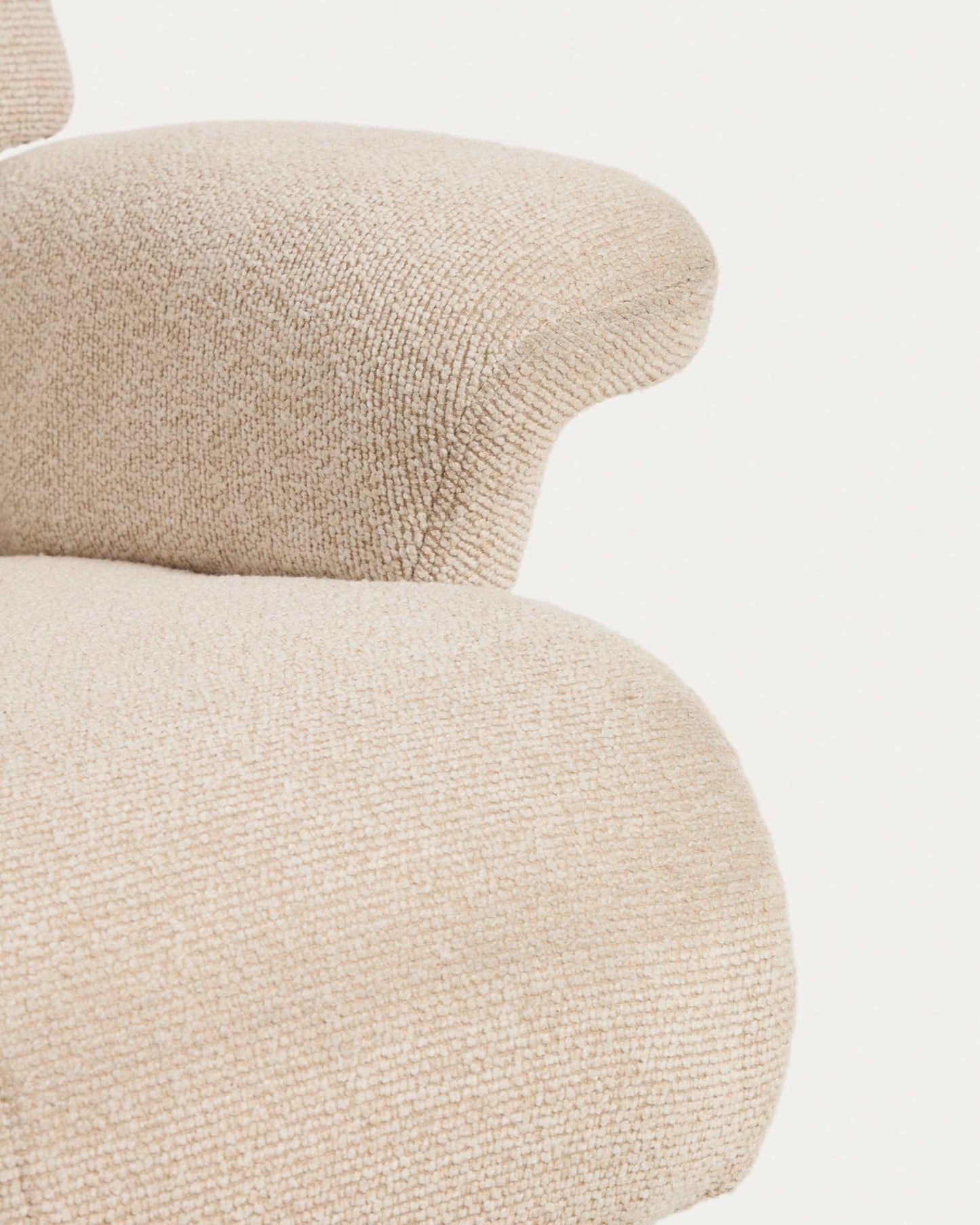 Poltrona girevole reclinabile con poggiapiedi Toriel in micro bouclé beige con gambe in alluminio FSC Mix Credit