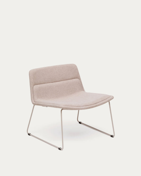 Poltrona Zahara beige e acciaio con finitura beige