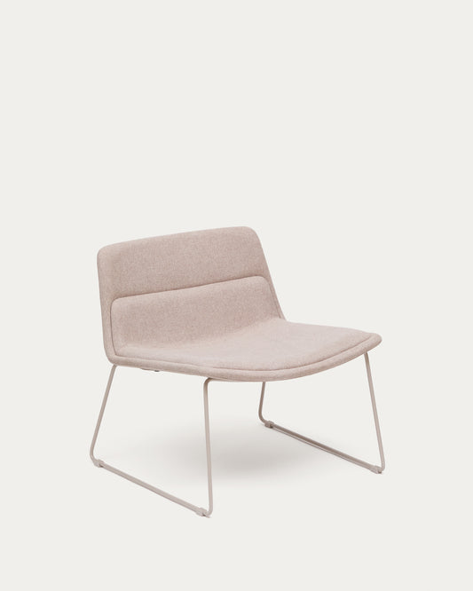 Poltrona Zahara beige e acciaio con finitura beige