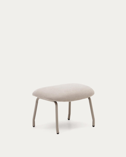 Poggiapiedi Belina in ciniglia beige e acciaio con finitura beige FSC 100%
