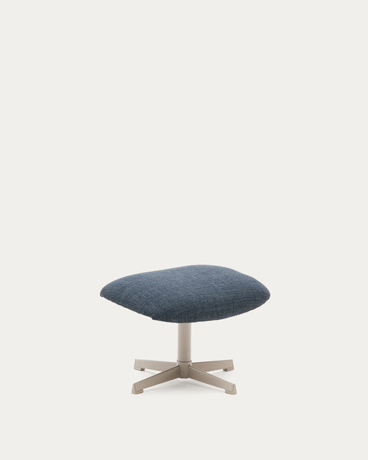 Poggiapiedi Jaspe blu e metallo con finitura grigio