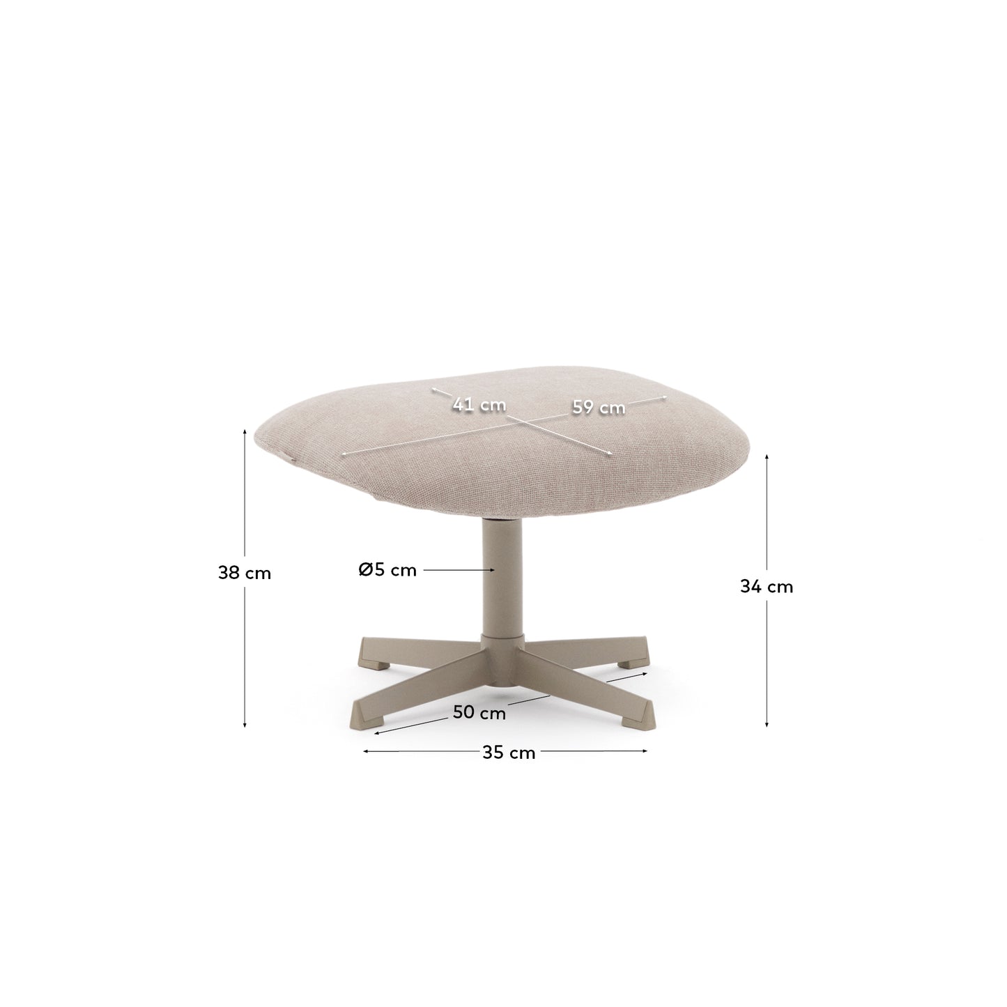 Poggiapiedi Jaspe beige e metallo con finitura grigio