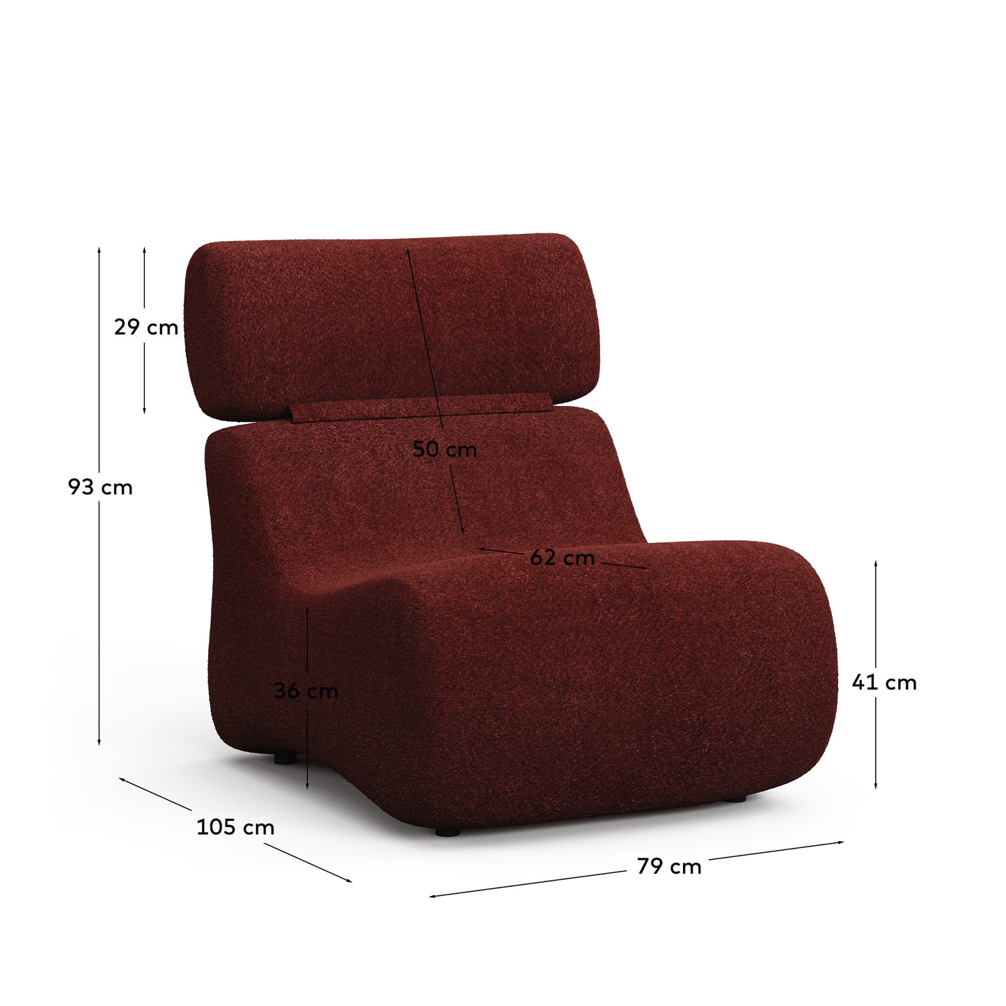 Poltrona Club in shearling bordeaux