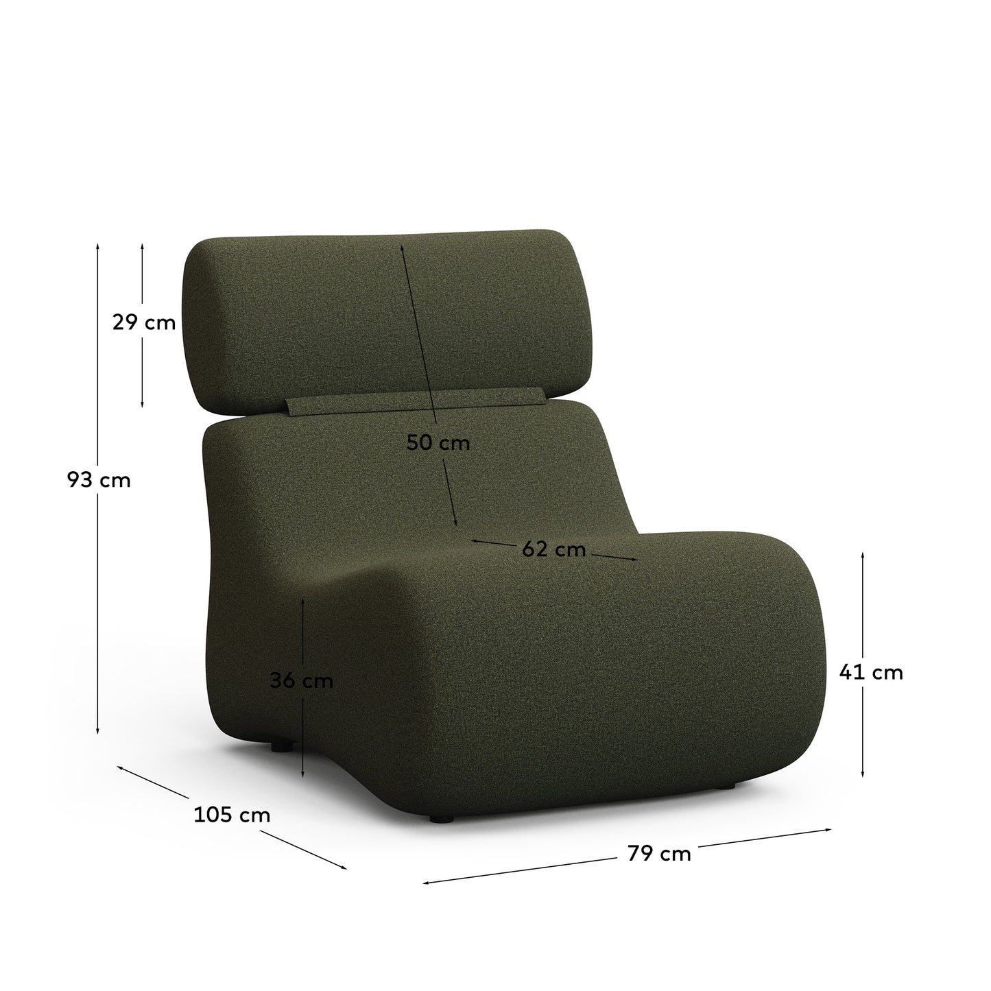 Poltrona Club in shearling verde scuro