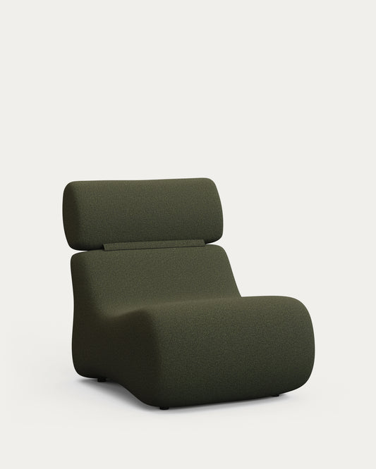 Poltrona Club in shearling verde scuro